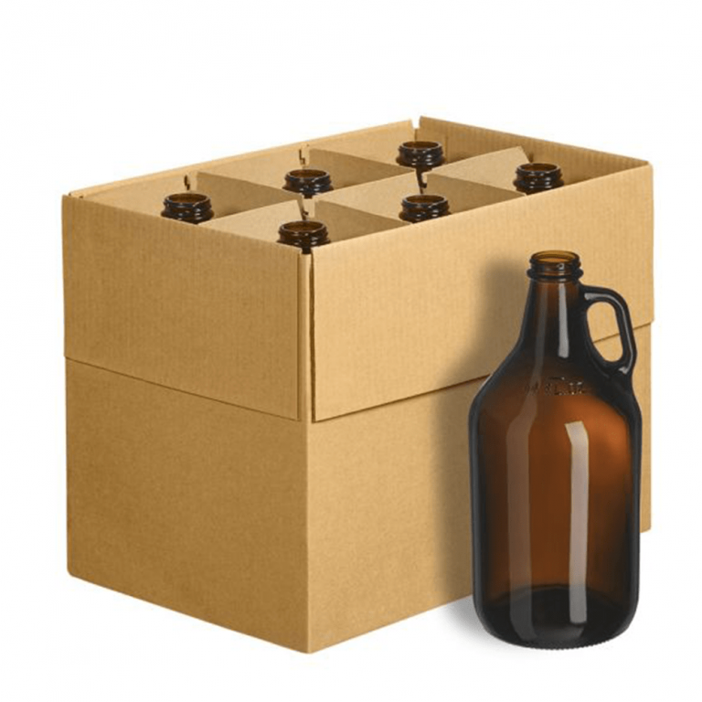 64 oz. (1893 ml) Growler Amber Glass Beer Bottle, TwistOff, In Cases