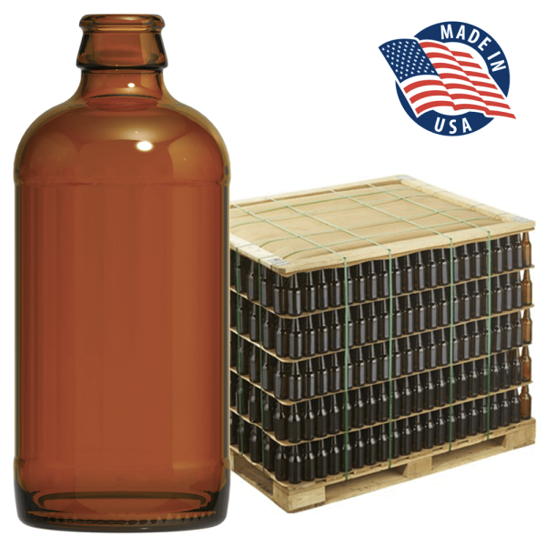 12 oz. (355 ml) Stubby Amber Glass Beer Bottle, Pry-Off, Bottles Only