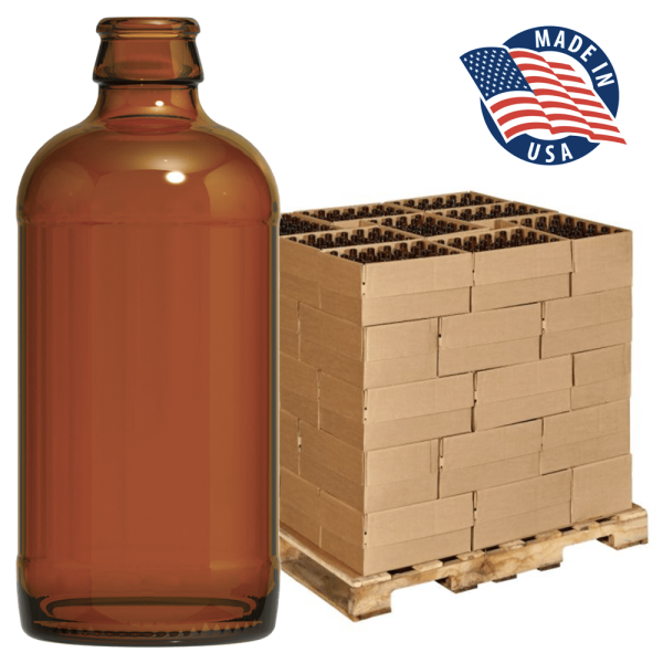 12 oz. (355 ml) Stubby Amber Glass Beer Bottle, Pry-Off, In Cases