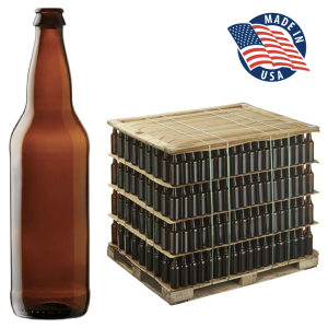 22 oz. (651 ml) Commander Bomber Amber Glass Beer Bottle, Pry-Off, Bulk Pallet – 1260 Bottles